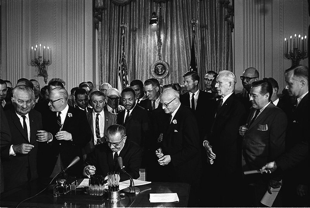 President Lyndon Johnson Signing the Civil Rights Act of 1964 Into Law