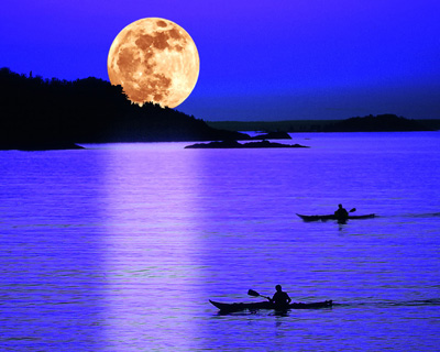 Moonlit Kayakers Tim Trombley