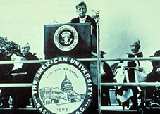 President John F. Kennedy Addressing the American University in Washington, DC