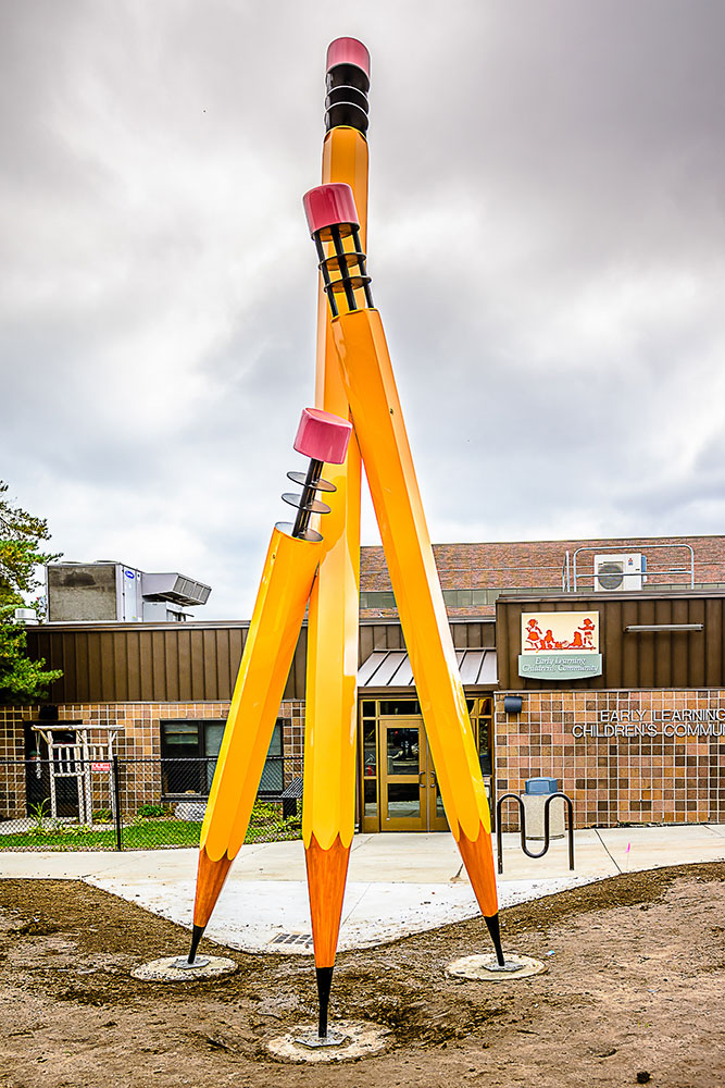 sculptures on lcc's campus