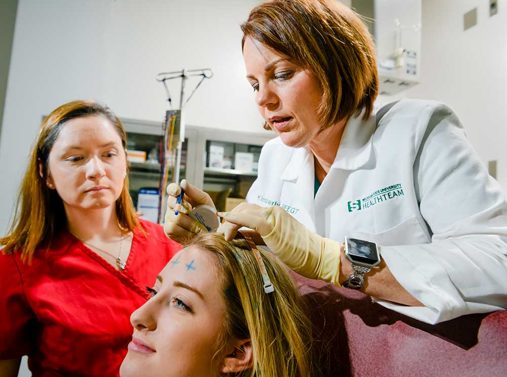Patient receiving neurodiagnostic treatment