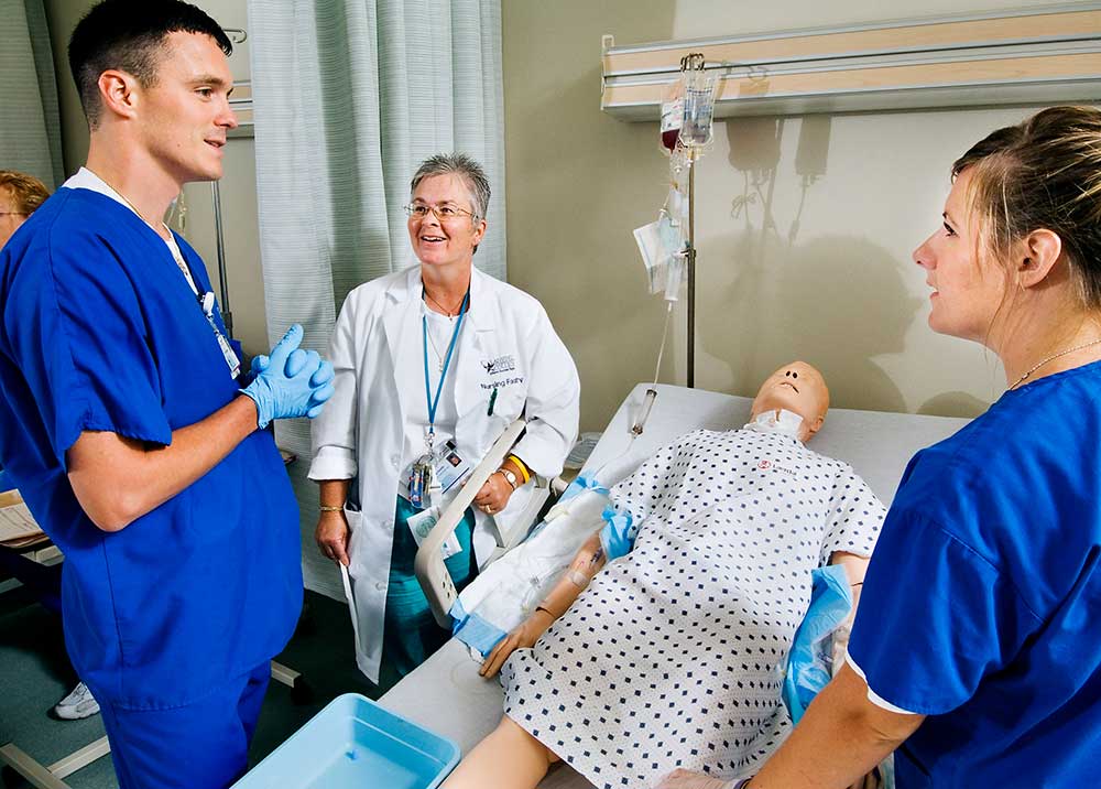 Students in the nursing sim lab