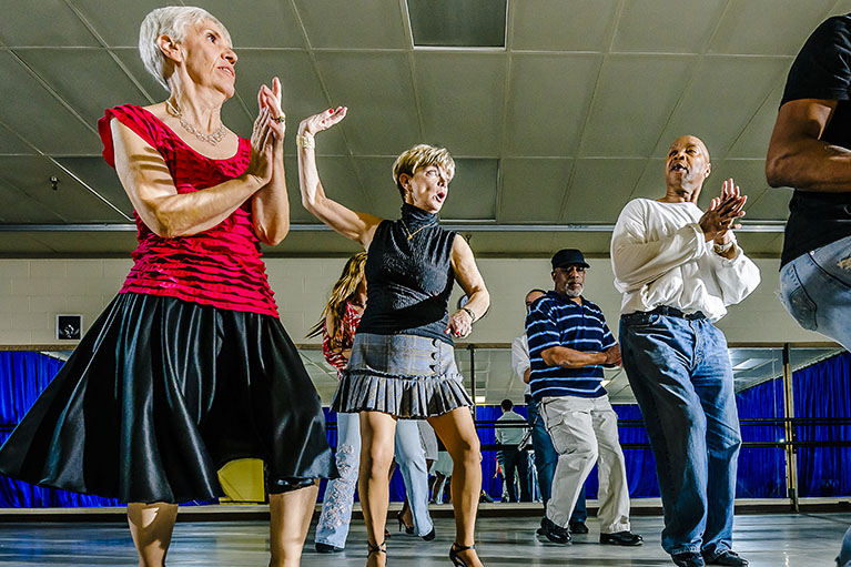 adults dancing at an lcc adult enrichment class