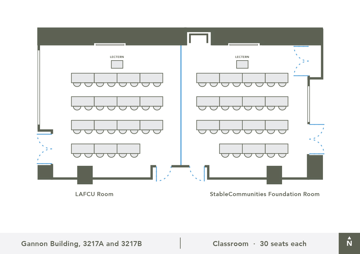 Classrooms 3217 A & B Classroom 30 Seats