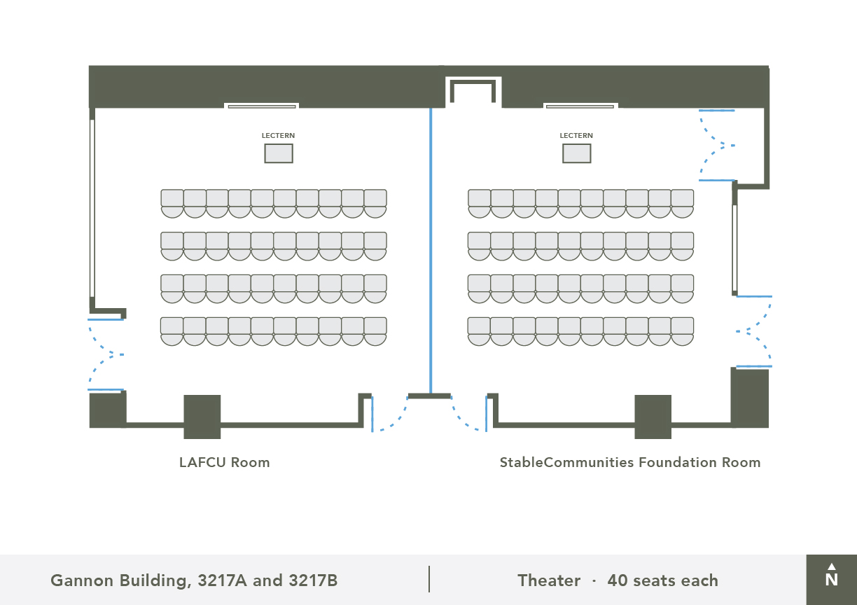 Classrooms 3217 A & B Theatre 40 Seats