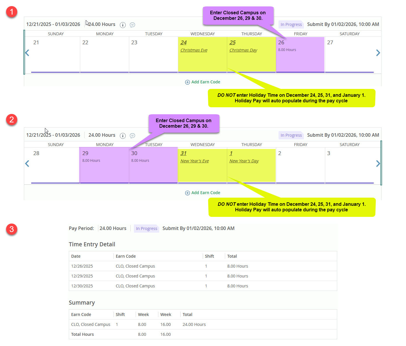 screenshot of 52 week full time faculty recording time in banner