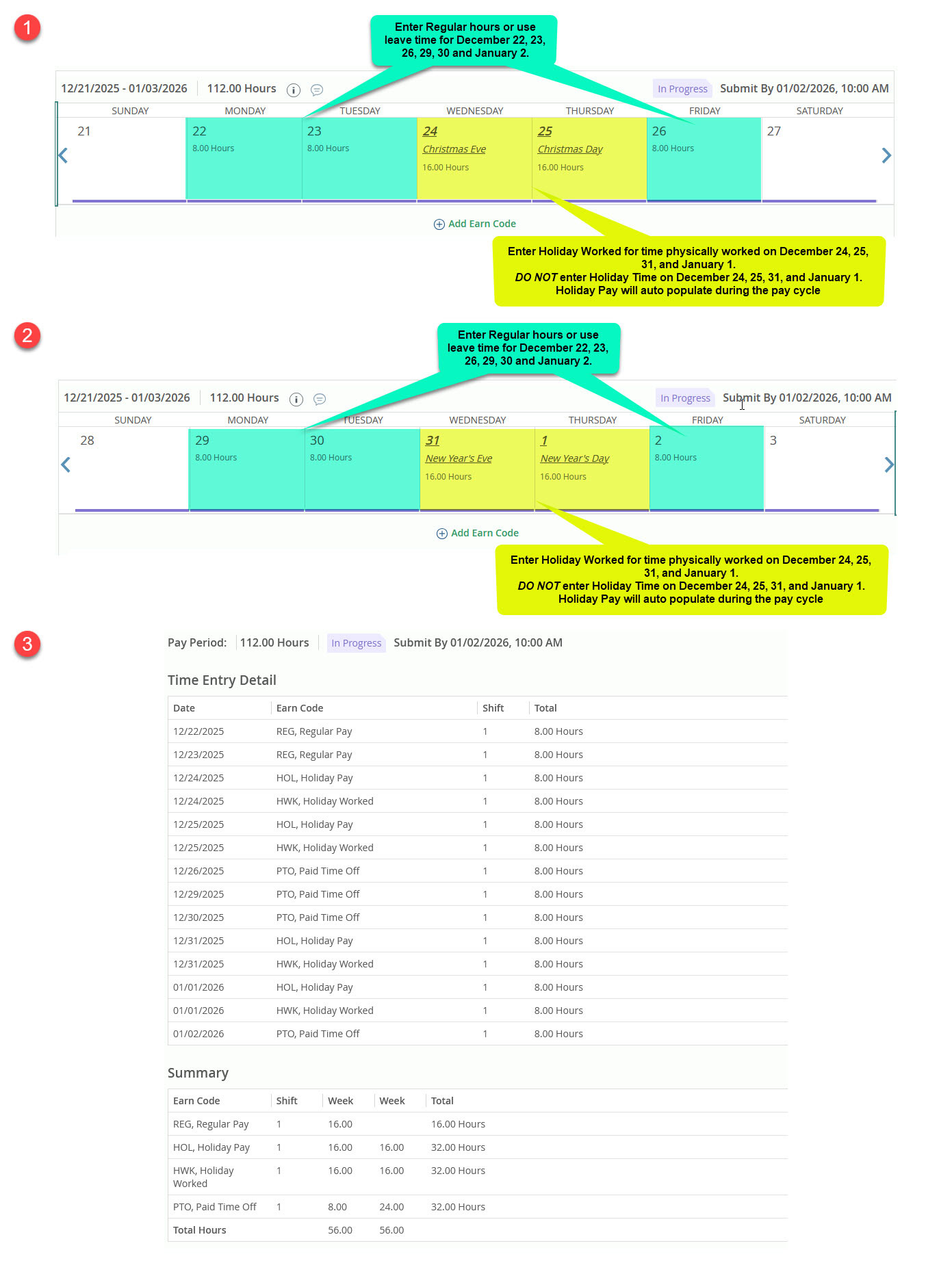 screenshot of full time facilities maintenence recording time in banner