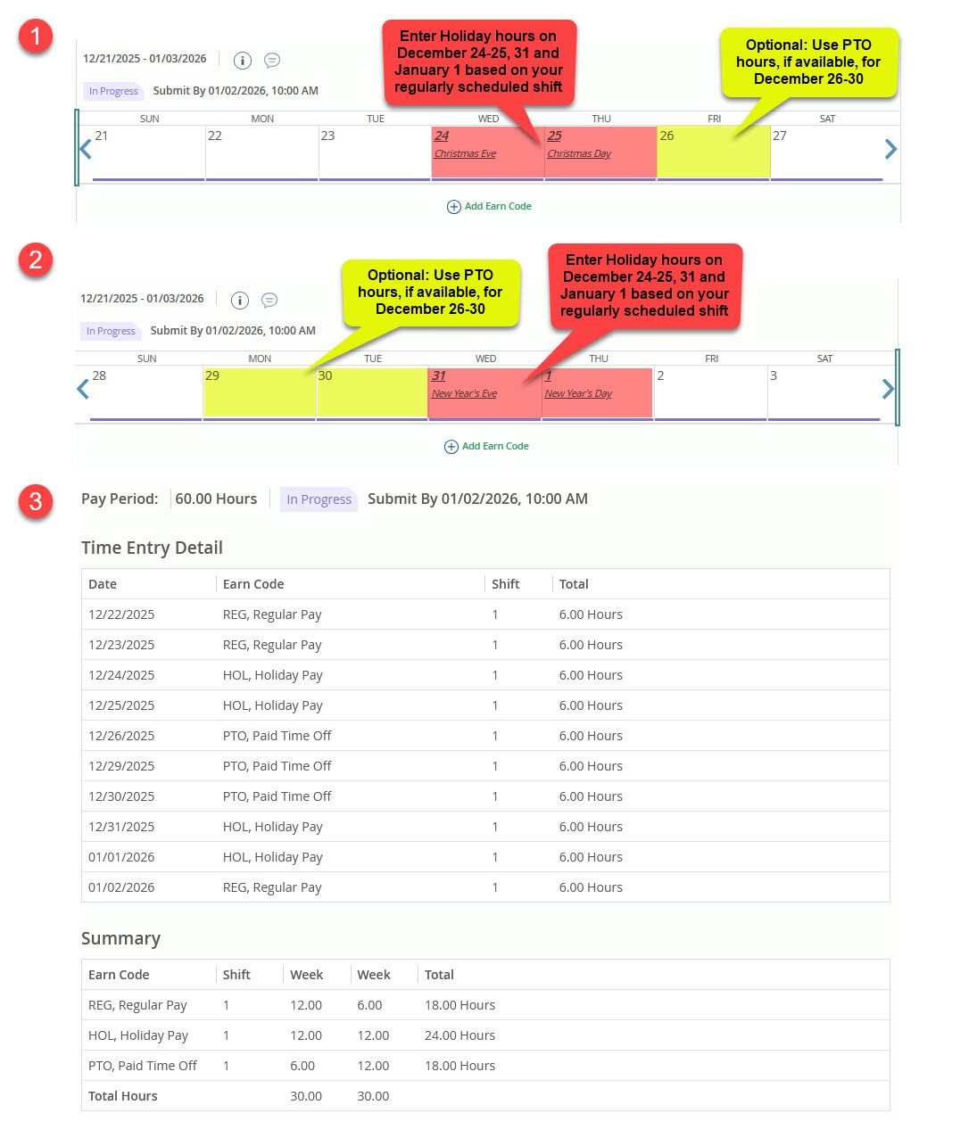 screenshot of part time support recording time in banner