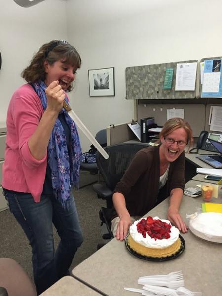 amy park cutting a cake