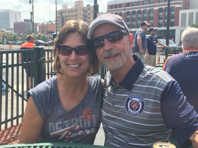 Brenda Young and Tim at Tigers game
