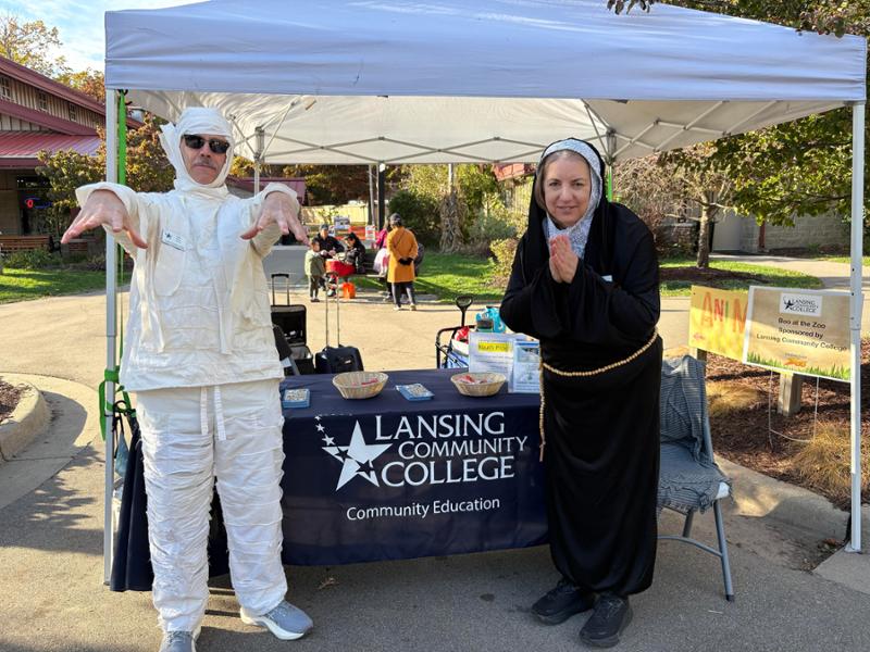 Mark Khol wearing a Halloween costume at the zoo