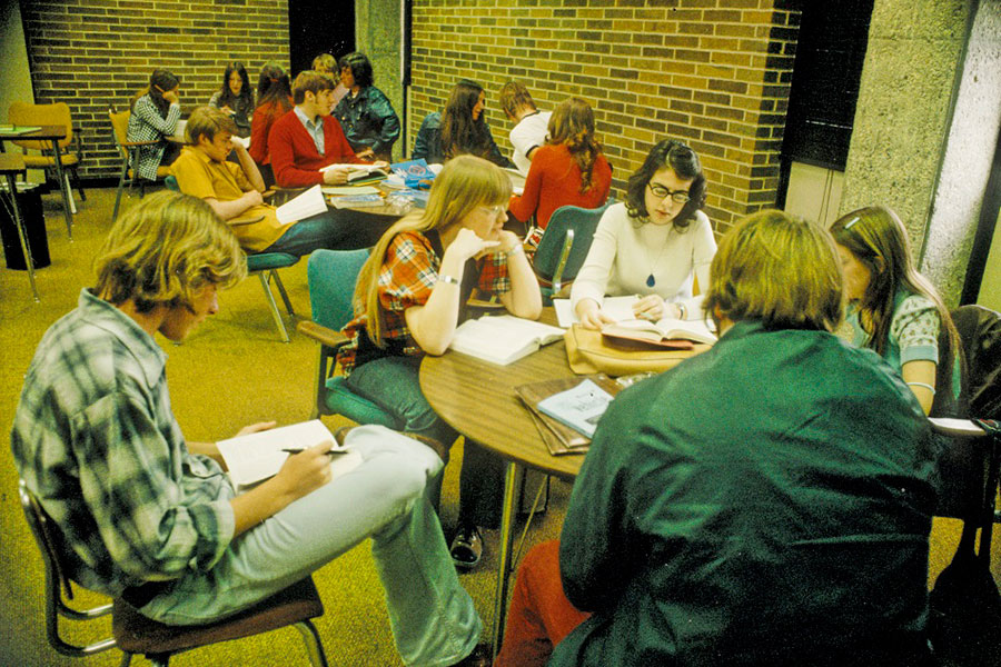 Students in the Arts & Sciences Building - ca. 1970s