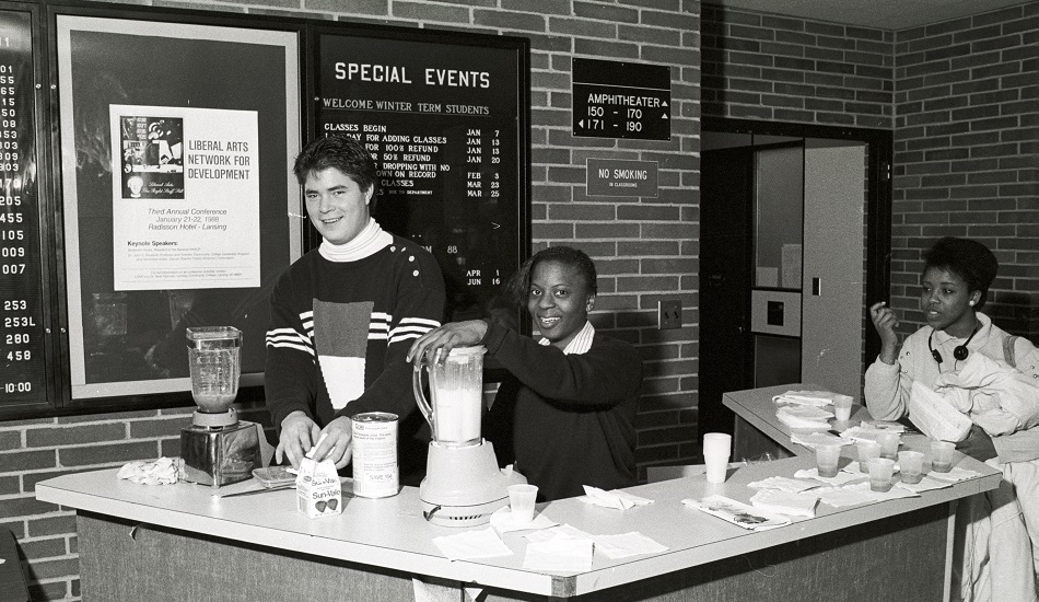 Working at the snack counter at the Campus Community Organizations event in the Arts and Sciences Building - 1988