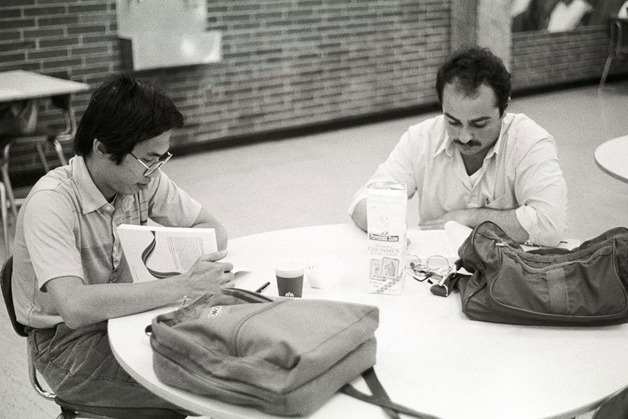 Students study in the Arts & Sciences Cafeteria - ca. 1980s