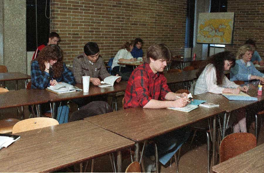 Students in a class in the Old Central Building - ca. 1980s