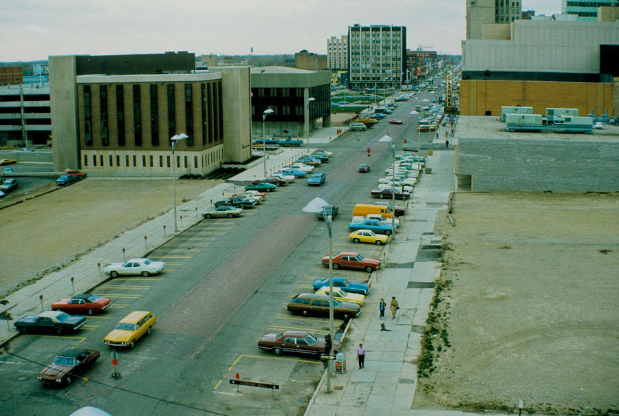 Looking south down Washington Avenue from the roof of the Arts & Science Building - ca. 1970s